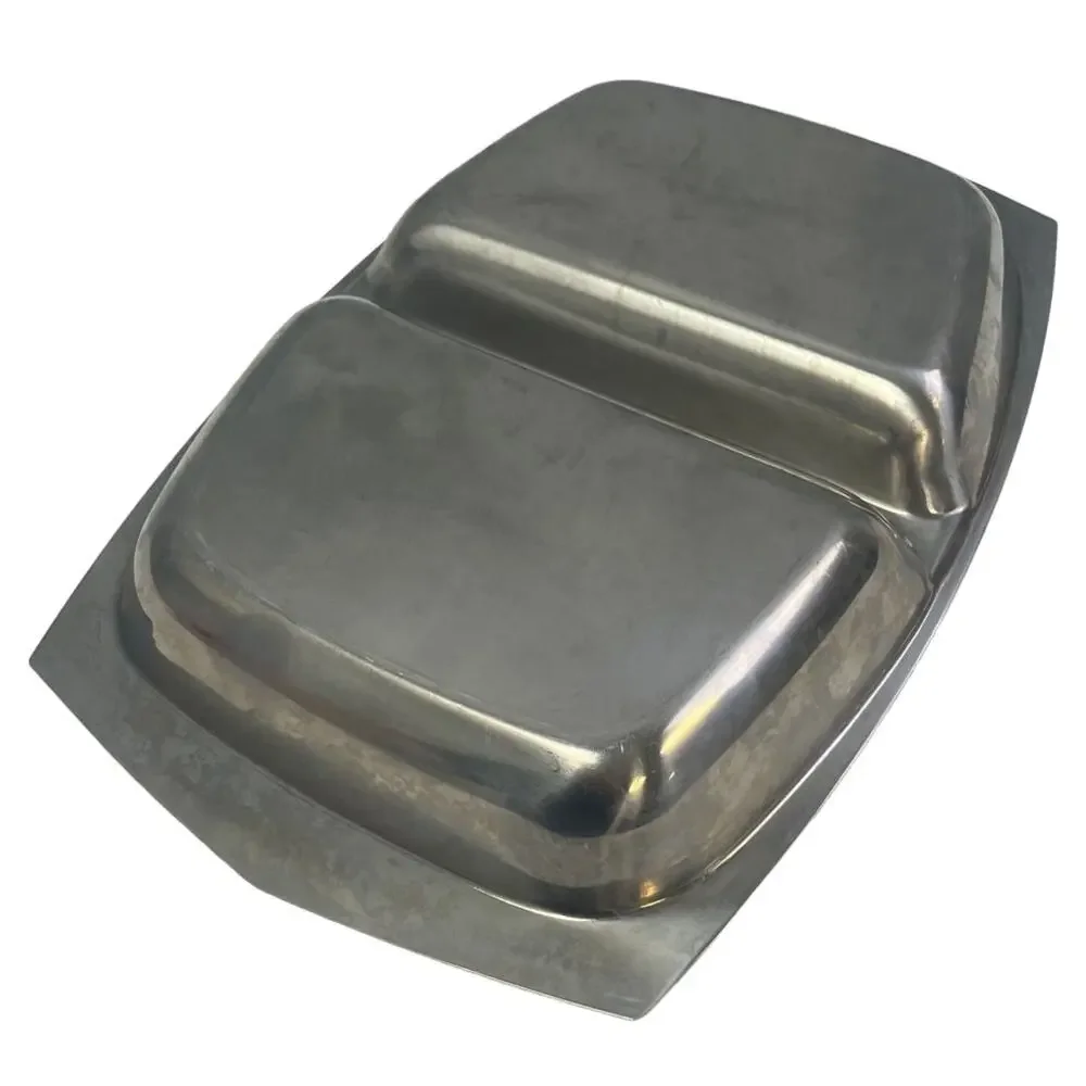 Vintage Shiny Metal Stainless Steel Divided Serving Trinket Collectible Tray